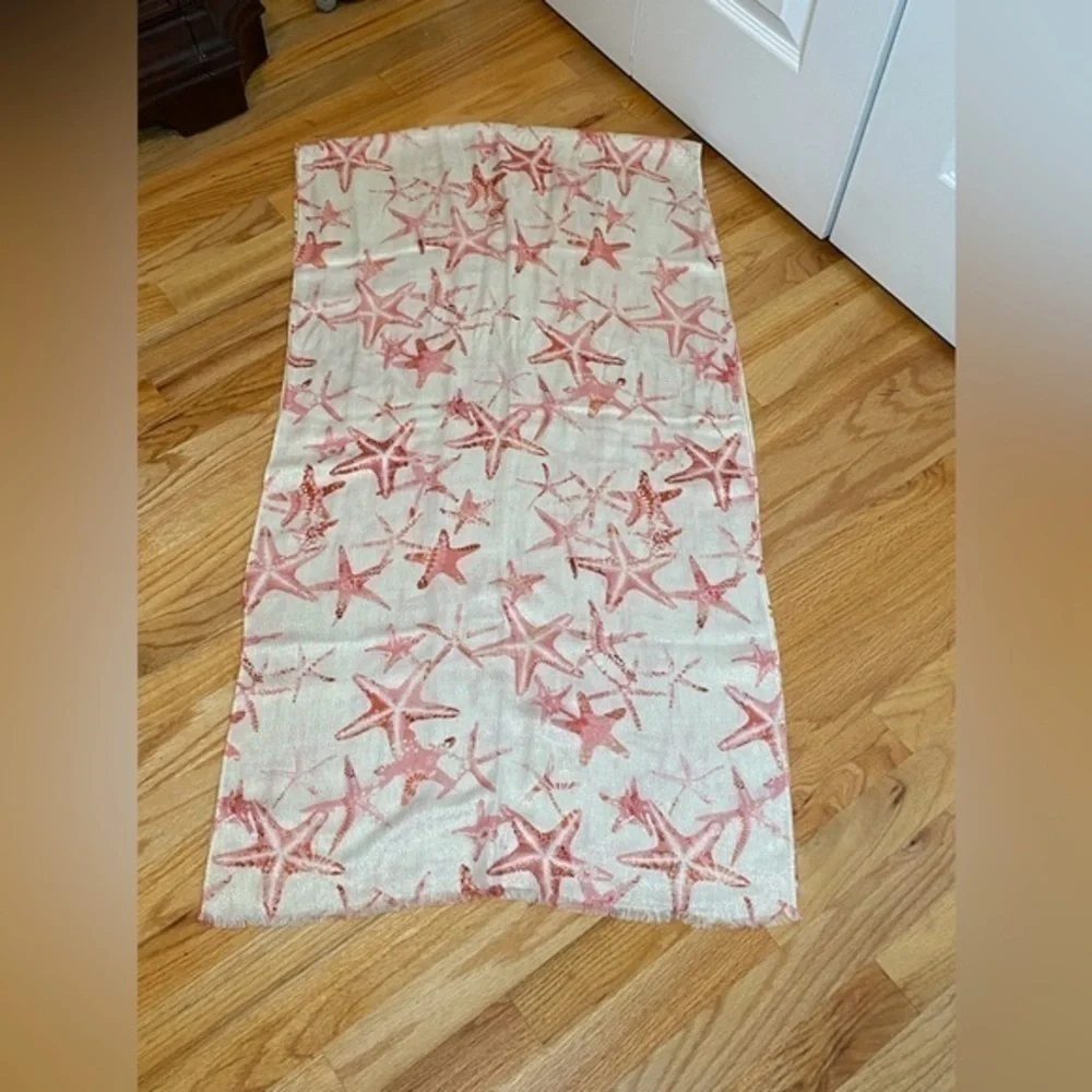 White Pink Starfish Scarf by Indigo Soul